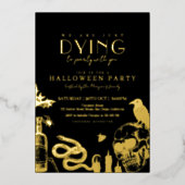 Gothic Halloween Party with Skulls Foil Invitation Folie Uitnodiging (Voorkant)
