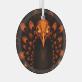 Gothic Halloween Peacock Skull Glas Ornament (Voorkant Rechts)