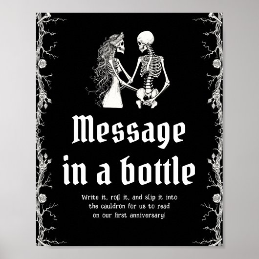 Gothic Halloween Skeleton Bericht in een fles Spel Poster (Voorkant)