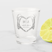 Gothic Halloween Skull Hand Heart Black Wedding Shot Glas (Achterkant)