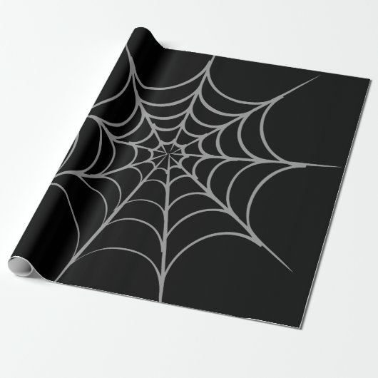 Gothic Halloween Spider Web Wrapping Paper Cadeaupapier (Uitgerold)
