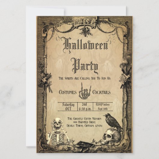  Gothic Halloween Spooky Custom Invitation Kaart (Voorkant)