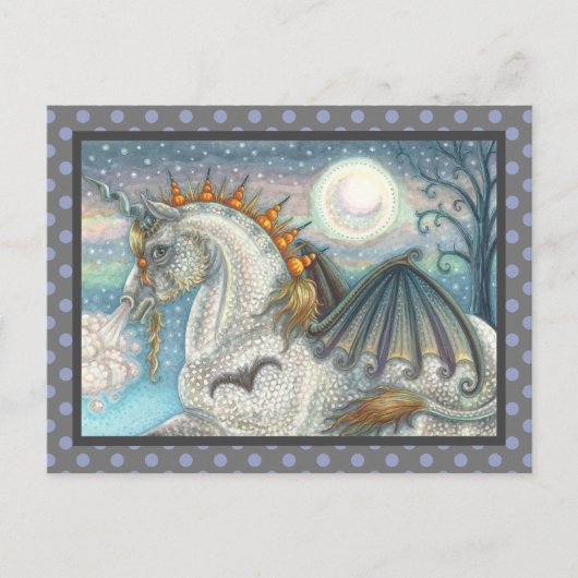 GOTHIC HALLOWEEN UNICORN WITH BAT WINGS, HORSE BRIEFKAART (Voorkant)