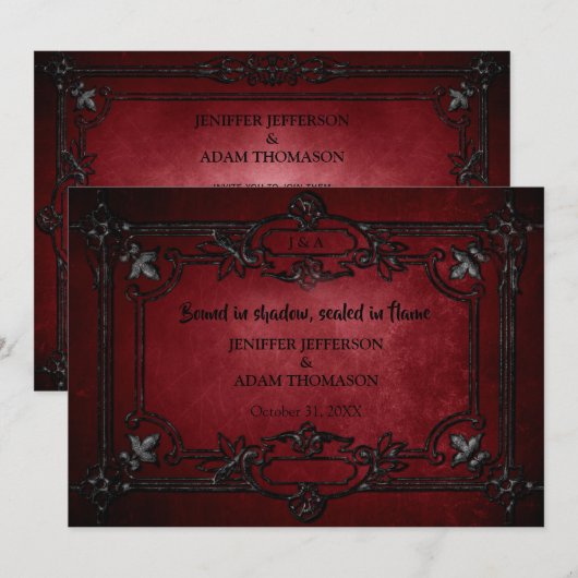 Gothic Halloween wedding invitation (Devant / Derrière)