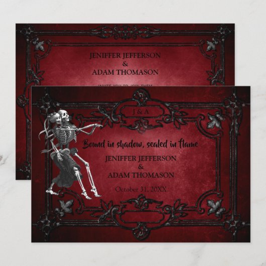 Gothic Halloween wedding invitation (Devant / Derrière)