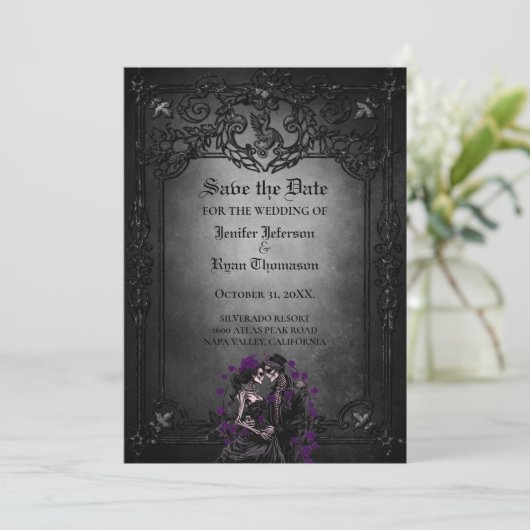 Gothic Halloween wedding invitation Aankondiging (Staand voorkant)