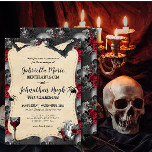 Gothic Halloween Wedding Invitation Kaart