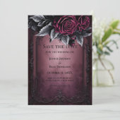 Gothic halloween wedding save the date invitation (Debout devant)