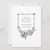 Gothic Hand draw Flowers Skull Save the date Invi Kaart (Achterkant)