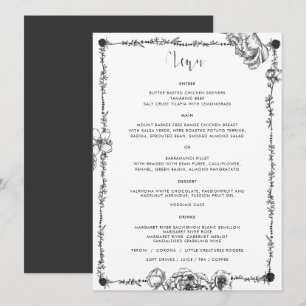 Gothic Hand-getrokken Kaart van het Menu van Bloem
