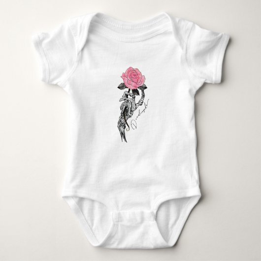 Gothic handbediende skelet met roze roze roze roze romper (Voorkant)