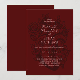 Gothic Handfasting Blood Red Floral Heart Elegant Kaart