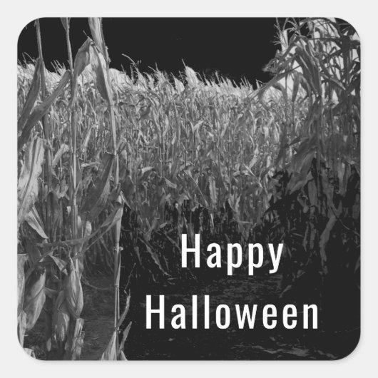 Gothic Happy Halloween maïsdoolhof Vierkante Sticker (Voorkant)