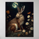 Gothic Hare And Moon Art Print Poster (Devant)