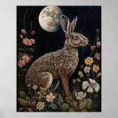 Gothic Hare And Moon Art Print Poster (Devant)