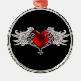 Gothic hart met Angel Wings Metalen Ornament