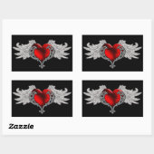 Gothic hart met Angel Wings Rechthoekige Sticker (Vel)