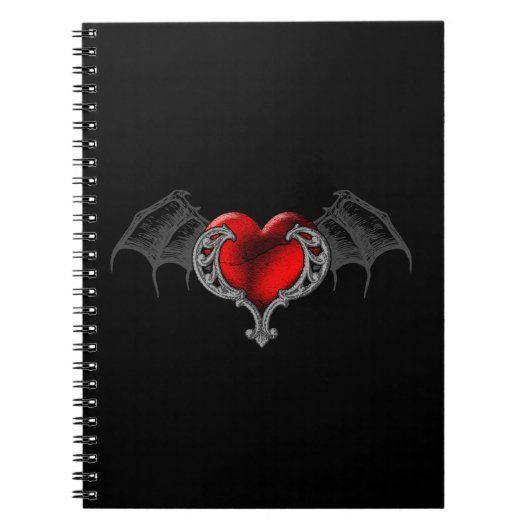 Gothic hart met Notitieboek van Bat Wings (Voorkant)