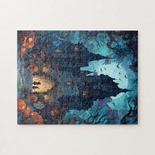 Gothic Haunted Castle Halloween Puzzel (Horizontaal)