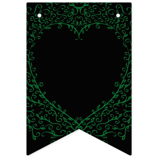 Gothic Heart-Bunting Banner Groen & Zwart 1 (Tweede vlag)