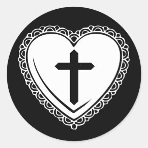 Gothic Heart + Cross Stickers (Zwart + Wit)