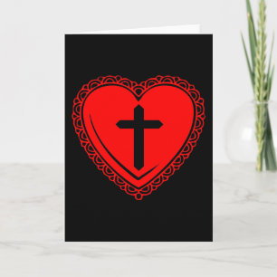 Gothic Heart + Cross Wenskaart (Zwart + Rood) Kaart