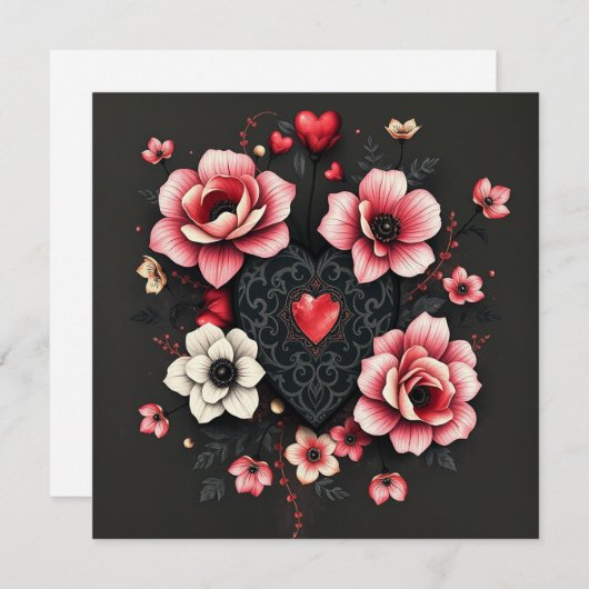 Gothic Heart Note Kaart (Voorkant / Achterkant)