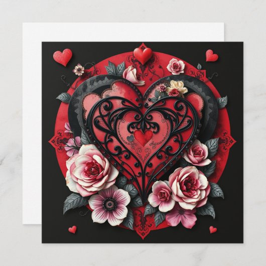 Gothic Heart Note Kaart (Voorkant / Achterkant)