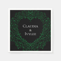 Gothic Heart-Paper Napkin Groen & Zwart 2
