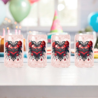 Gothic Heart Valentine Glasses