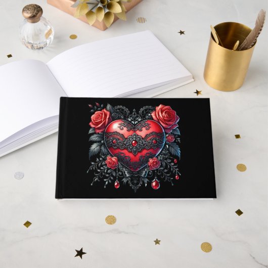 Gothic Heart Valentine Guest Book Gastenboek (Voorkant open)