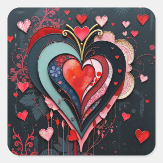 Gothic Heart Valentines  Vierkante Sticker