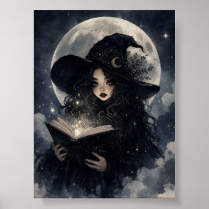 Gothic Heks Natuur Volle Maan ontwerp Poster