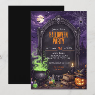 Gothic Heksenketel Halloween-feestuitnodiging Kaart