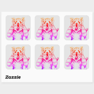 GOTHIC HORROR CAT DRAMA, IEMAND VERPLAATSTE KATTEN VIERKANTE STICKER