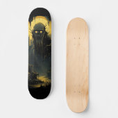 Gothic Horror Cityscape Black Gold 7-Ply Skateboard (Voorkant)