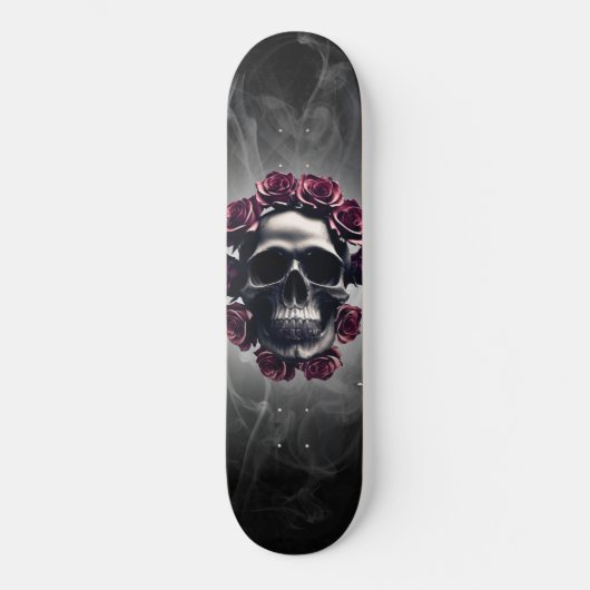 Gothic Horror Dark Skull en Rozen Skateboard (Voorkant)