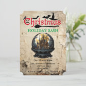 Gothic House Halloween Kerstvakantie Bash Kaart (Staand voorkant)