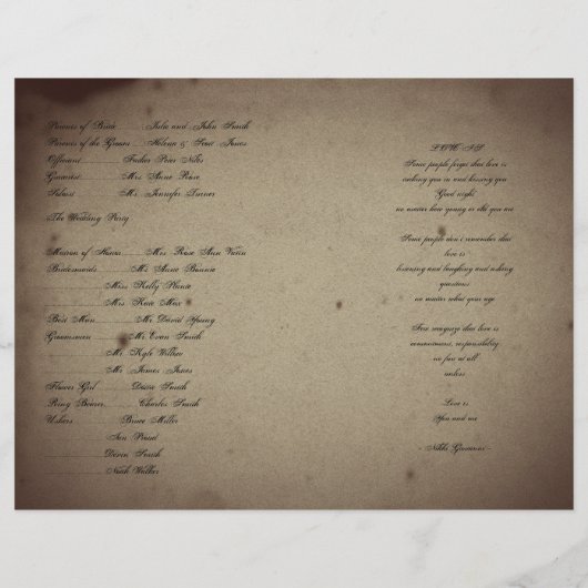  Gothic House Wedding Programme (Achterkant)