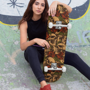 Gothic Huid- en Rozen Graffiti patroon Skateboard