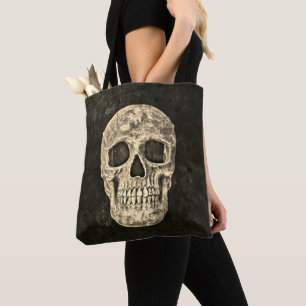 Gothic Human Skull Beige Black Old Grunge Texture Draagtas