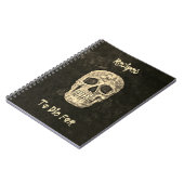 Gothic Human Skull Black Beige pakt af voor dood Notitieboek (Linkerzijde)
