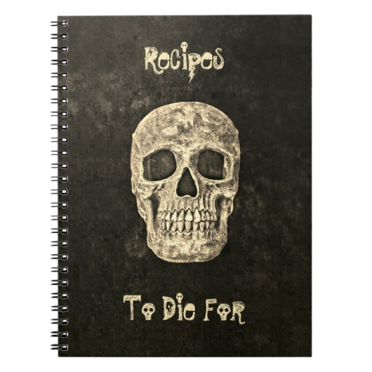 Gothic Human Skull Black Beige pakt af voor dood Notitieboek (Voorkant)
