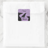 Gothic I Love ravens Vierkante Sticker (Tas)