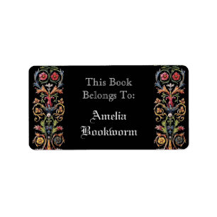 Gothic Illuminated Manuscript Art Custom Bookplate Etiket