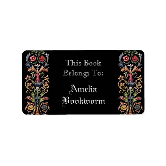 Gothic Illuminated Manuscript Art Custom Bookplate Etiket (Voorkant)