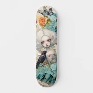 Gothic Inspire Blue Dress & Peach Roos Skateboard