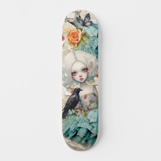 Gothic Inspire Blue Dress & Peach Roos Skateboard (Voorkant)