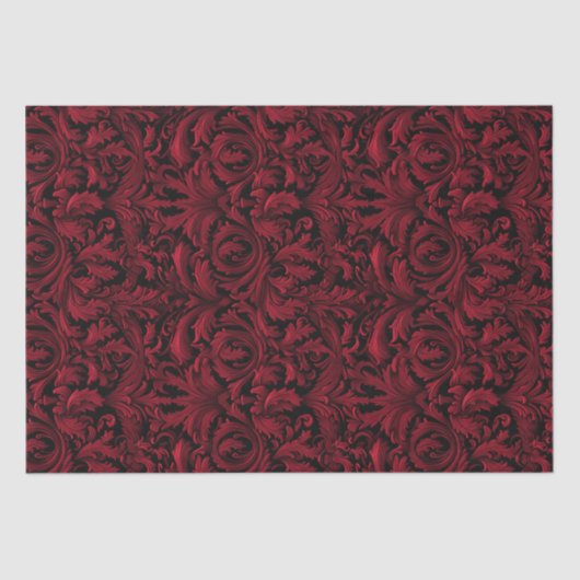 Gothic Jacquard wervelingen Decoupage - rood en zw Tissuepapier (Voorkant)