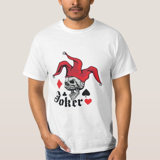 Gothic Joker Skull Playing Cards Graphic T-shirt (Voorkant)